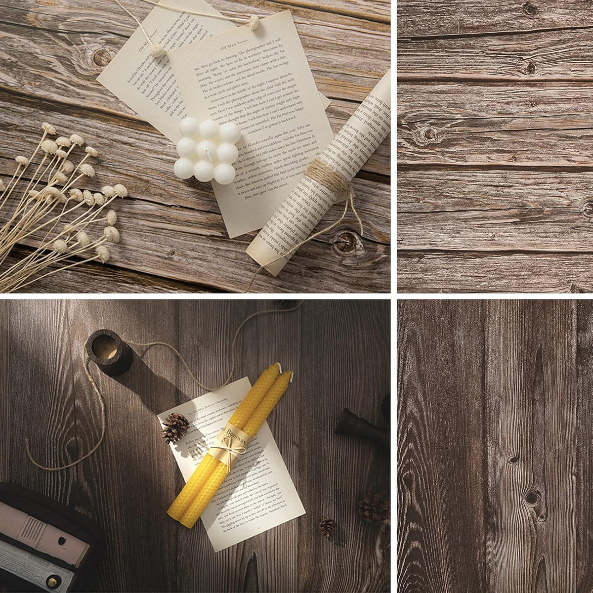 6PCS 12Patterns Photography Background Paper Wood Waterproof Food Photo Backdrop Double Sided 22X35 BEIYANG