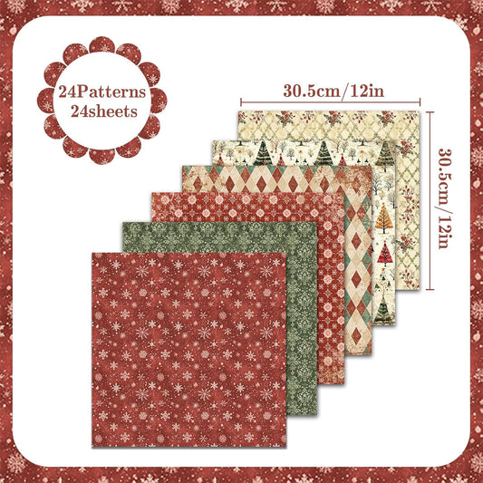 Christmas Scrapbook Paper 12x12 Double Sided Patterned Paper (C)