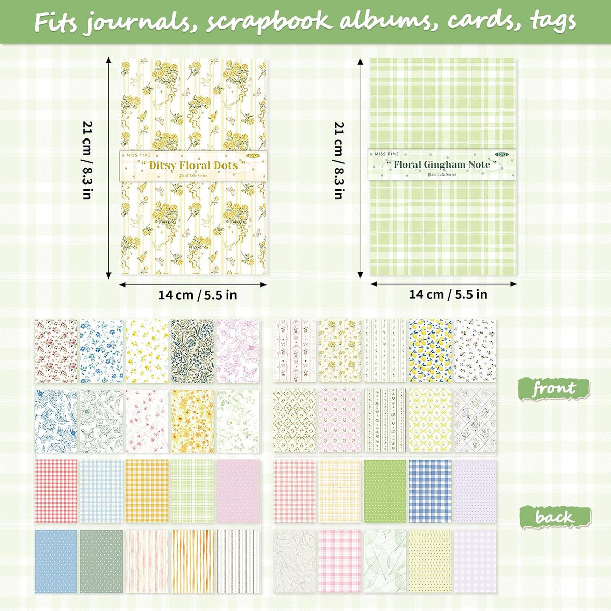 Scrapbook Paper, 60 Sheets, Double-Sided Floral, 5.5 x 8.3 in