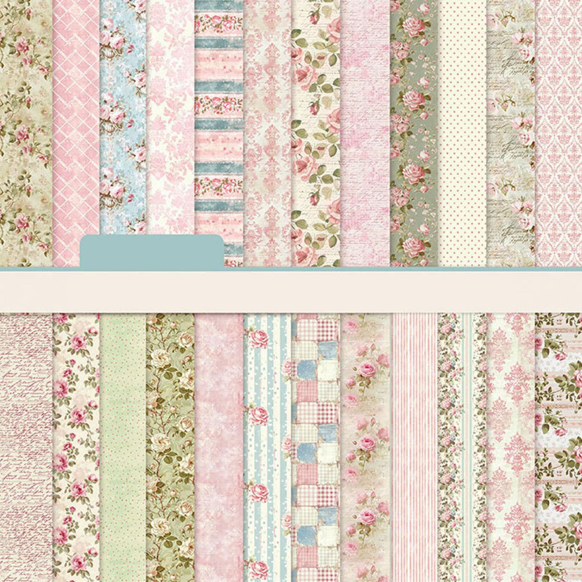 6 Inch Blue Floral Aesthetic Scrapbooking Paper Pad - 24 Sheets Double Sided Patterns for Background Photos Junk Journal Card Making Origami DIY Crafts Gifts Wrapping Material