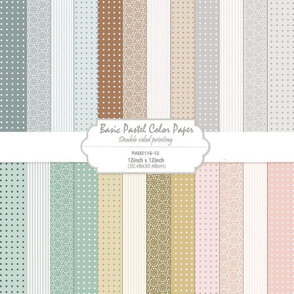12x12 Scrapbook Paper Double Sided Patterned Paper (Beige)