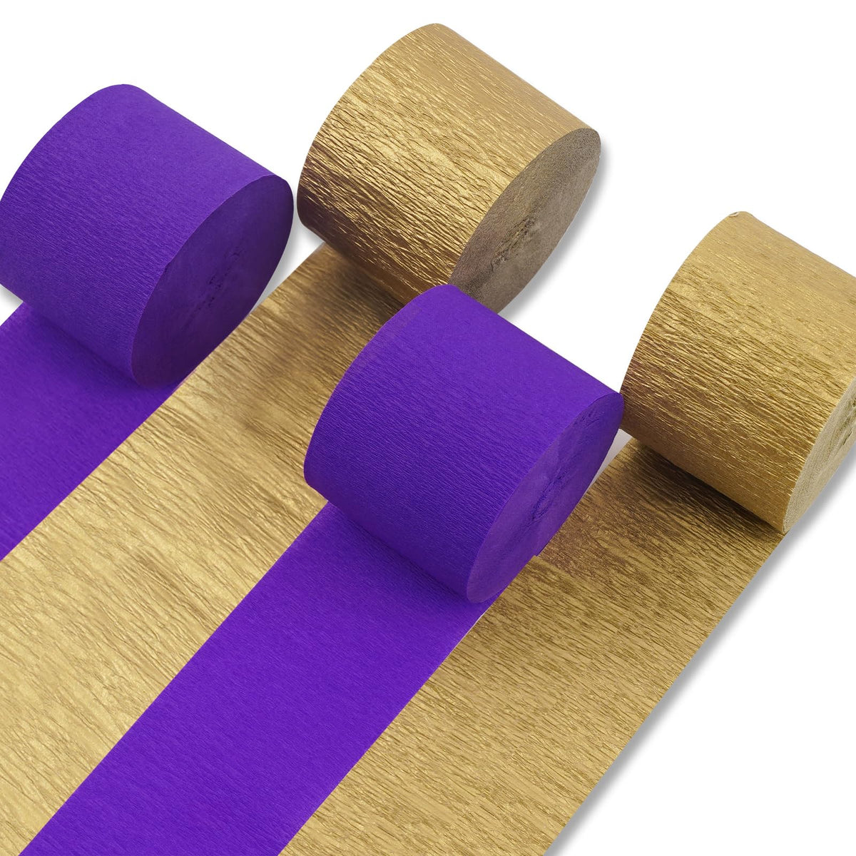 PartyWoo Gold Crepe Paper Streamers 4pcs 328 FT Gold Streamers