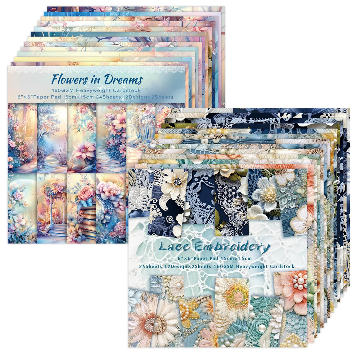 Scrapbook Paper,24 Sheets 6"x 6" Single-Sided Pattern Decorative Cardstock
