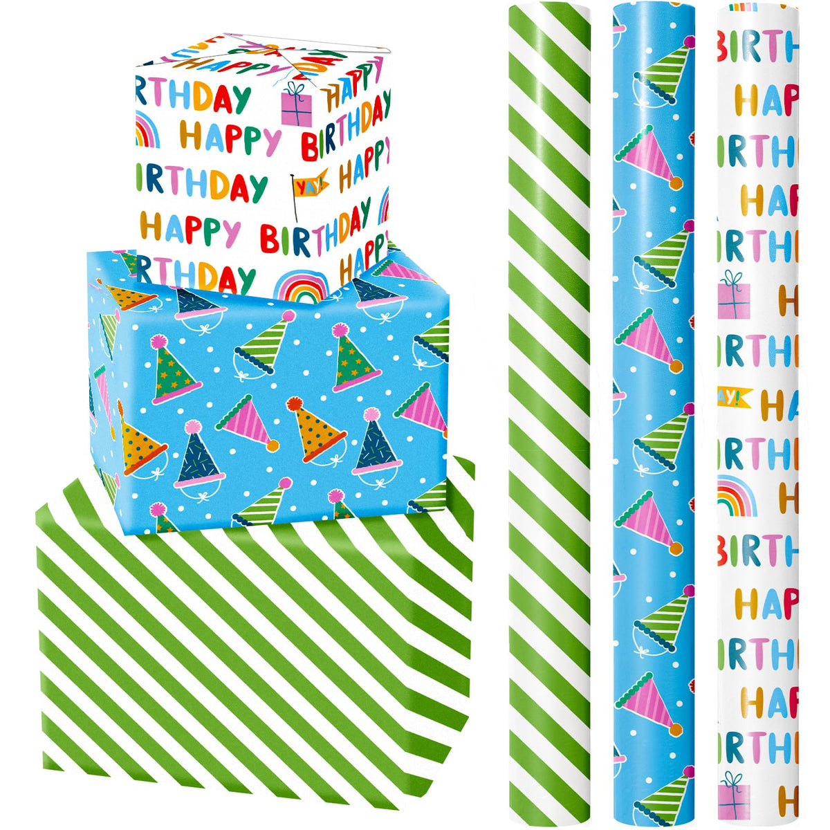 WRAPAHOLIC Gold Wrapping Paper Roll - Mini Roll - 3 Rolls - 17 Inch X 120 Inch Per Roll - Gold Foil Birthday Wrapping Paper for Wedding, Christmas, Party, Baby Shower