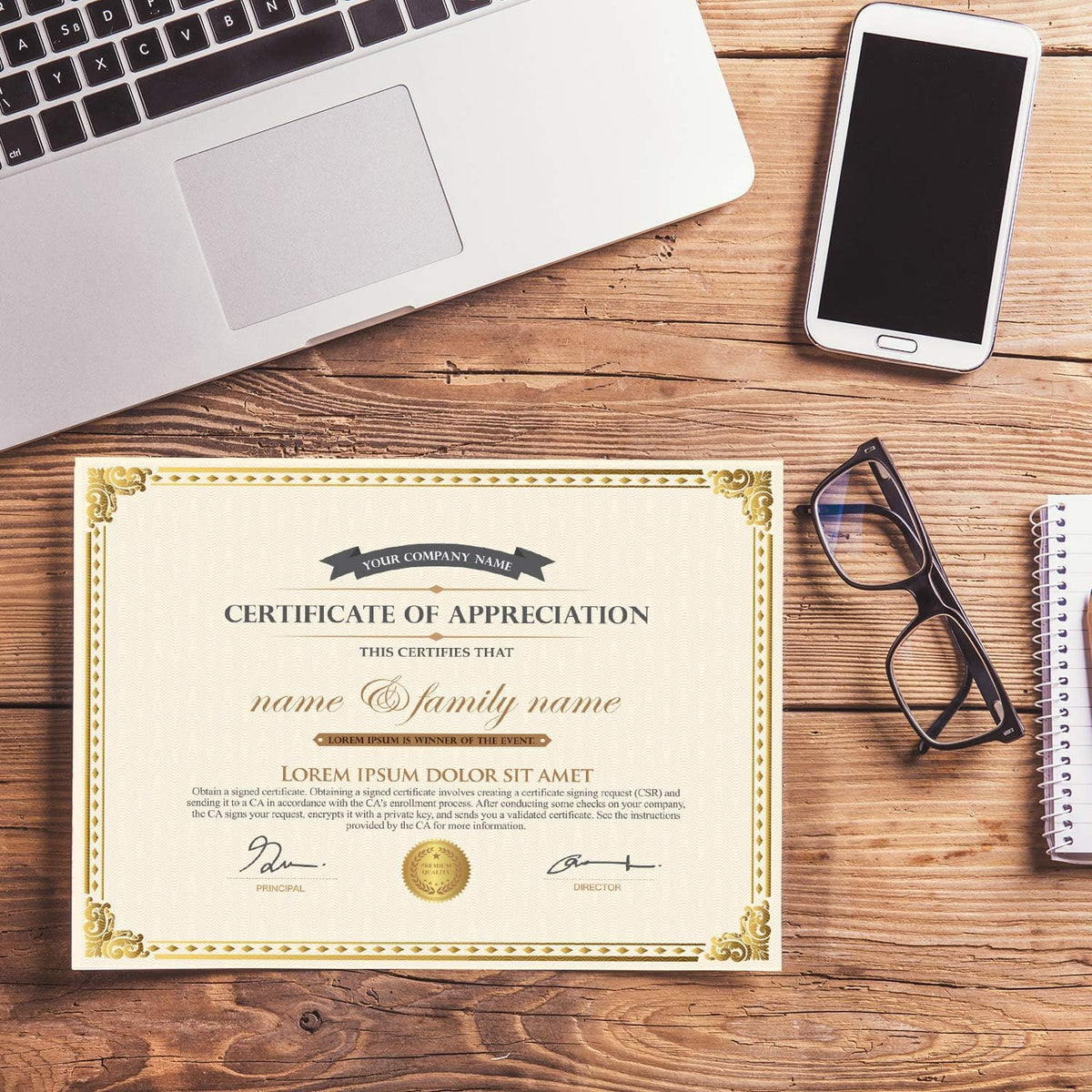 Chinco 50 Pieces Gold Foil Certificate Paper 11x8.5 Inch, White