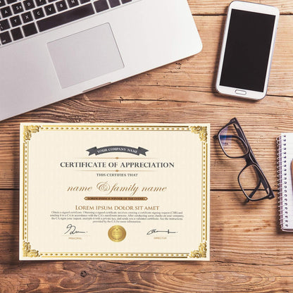 Chinco 50 Pieces Gold Foil Certificate Paper 11x8.5 Inch, White
