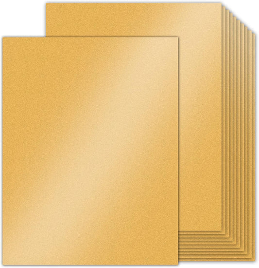 24 Sheets Gold Shimmer Cardstock 8.5 x 11 Metallic Paper