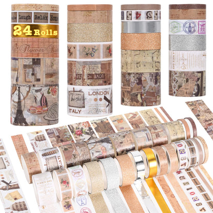 24 Rolls Washi Tape Set,Decorative Tape (Secret Garden Series)
