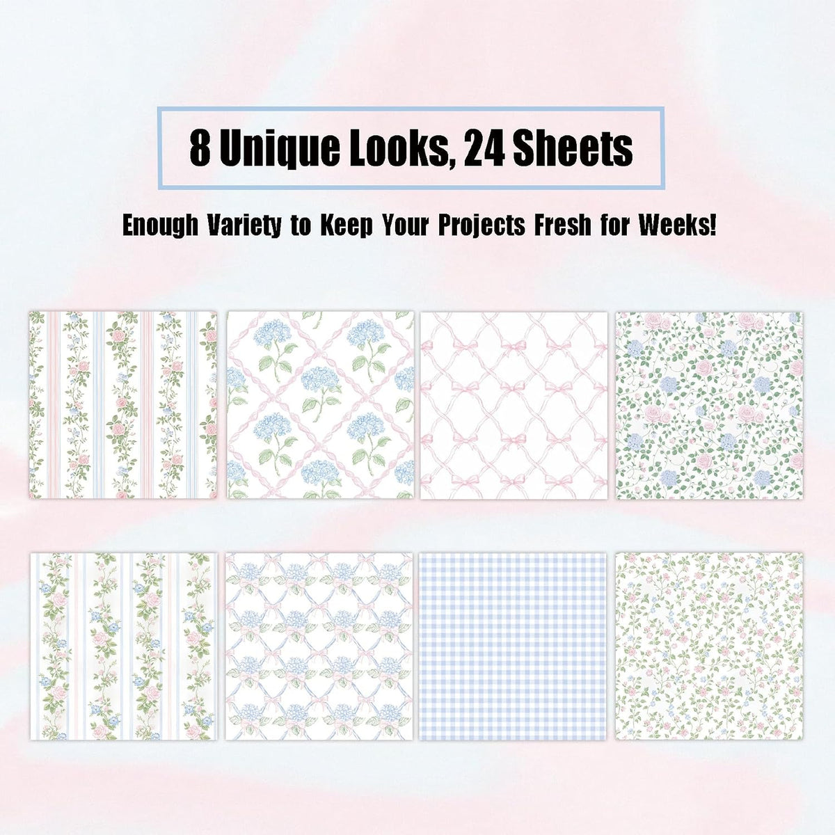 24 Sheets Scrapbook Paper - Soft Vintage Flora