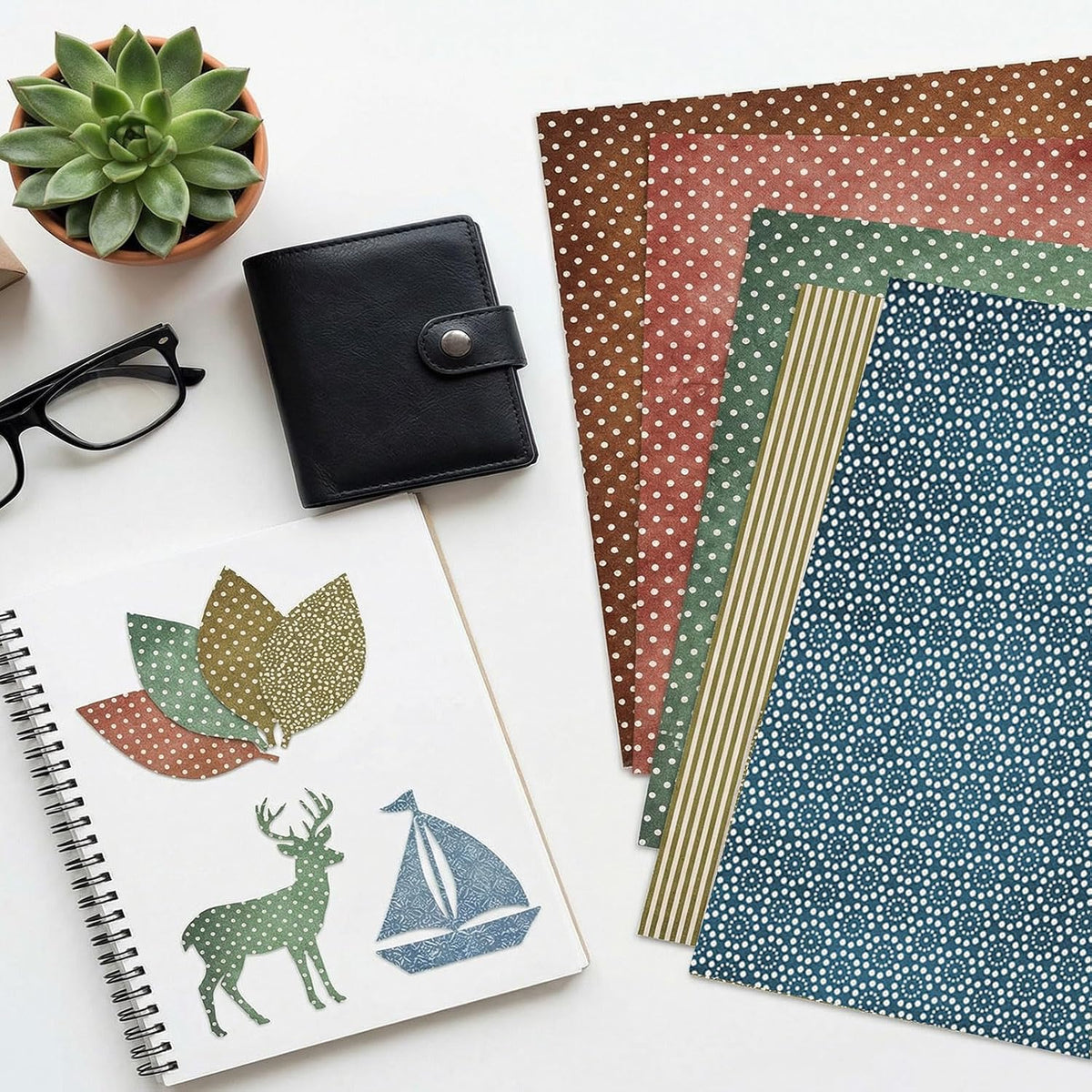 12×12 Scrapbook Paper, 24 Sheets Double-Sided Dot Patterned Paper (Earthy)