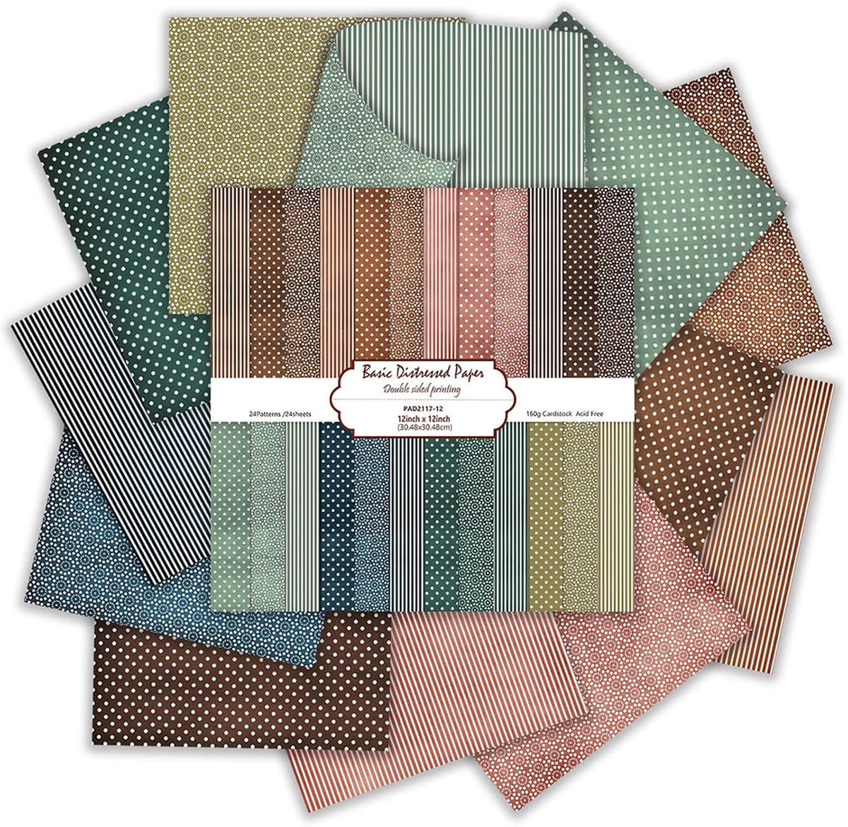 12×12 Scrapbook Paper, 24 Sheets Double-Sided Dot Patterned Paper (Earthy)