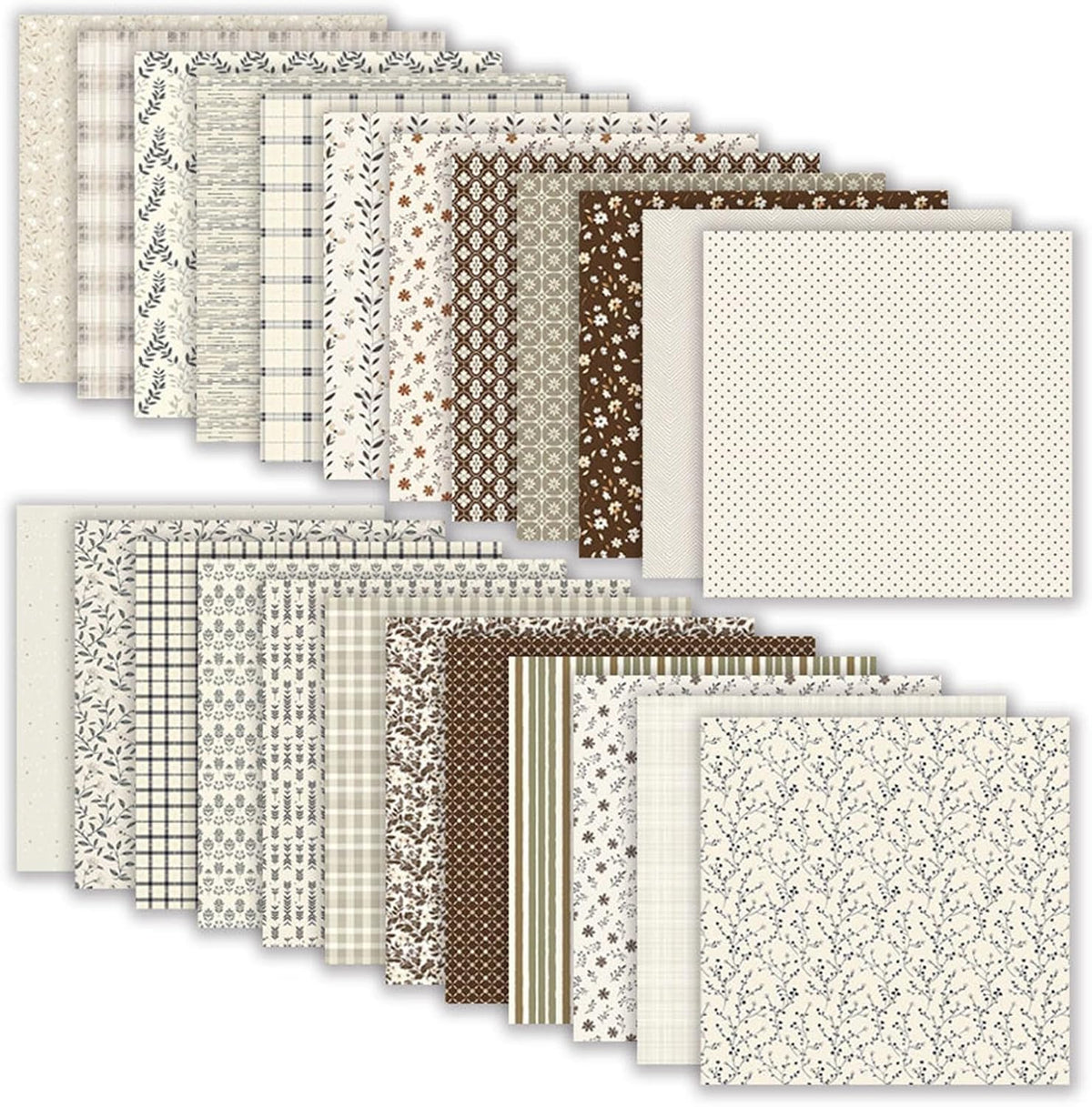 24 Sheets Floral Scrapbook Paper, 6 x 6 In Scrapbook Supplies(Beige)