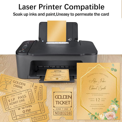 24 Sheets Gold Shimmer Cardstock 8.5 x 11 Metallic Paper