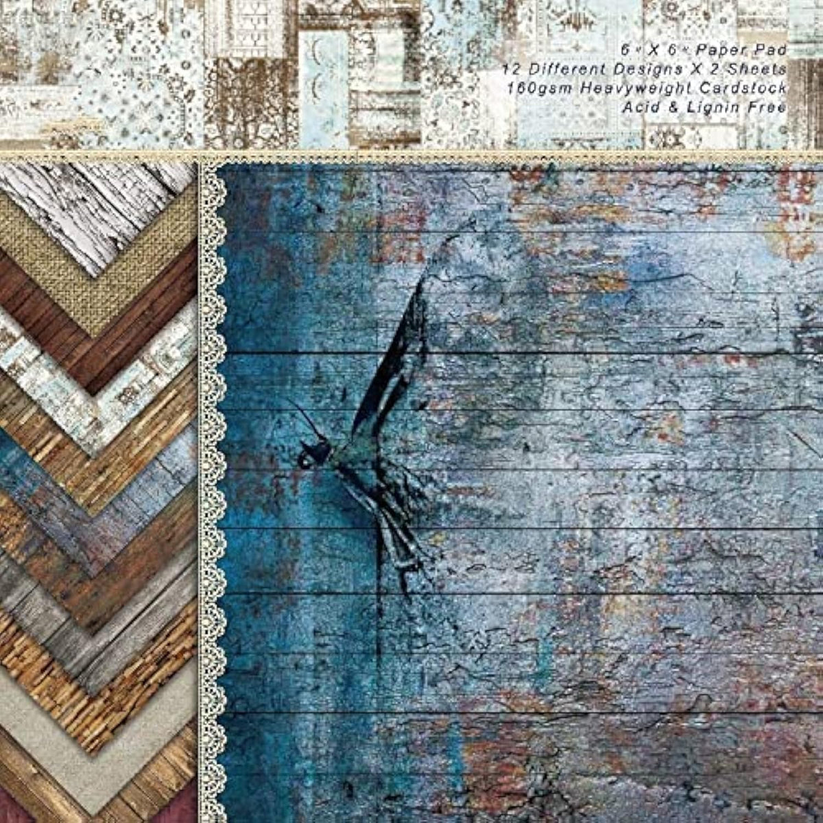 6x6 Brick Wall Texture Scrapbook Paper Pad | 24 Sheets (12 Designs) 160gsm Cardstock | Realistic Red, Whitewashed & Gray Brick Patterns for Dioramas, Dollhouses, Junk Journals & Crafts
