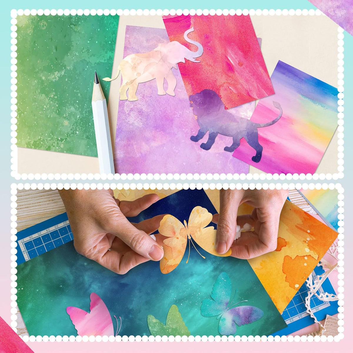Gersoniel 40 Sheets Watercolor Shimmer 8.5x11'' Scrapbook Decorative Paper