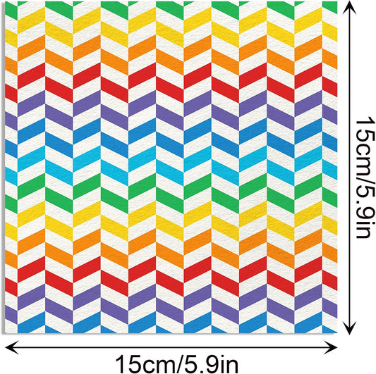 24 Sheets Rainbow Double Sided Decorative Paper DIY Scrapbook Paper Pad Colorful Stripe Pok Dot Pattern for Background Card Making Album Decoration Supplies (5.9*5.9inch)