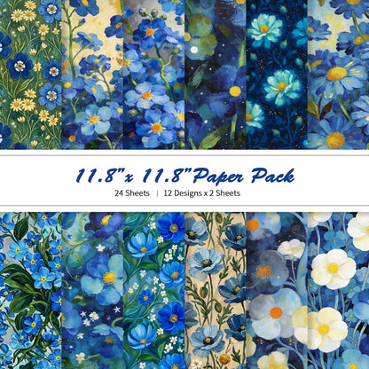 24 Sheets 11.8 x 11.8 Inch Japanese Washi Floral Scrapbook Paper, Double Sided Decorative Craft Paper for Junk Journals, DIY Card Making & Gift Wrapping