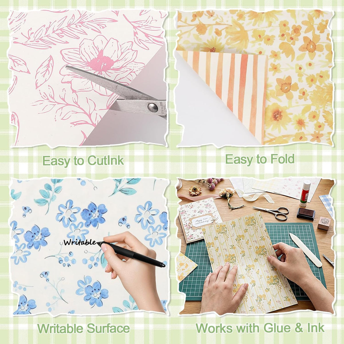Scrapbook Paper, 60 Sheets, Double-Sided Floral, 5.5 x 8.3 in