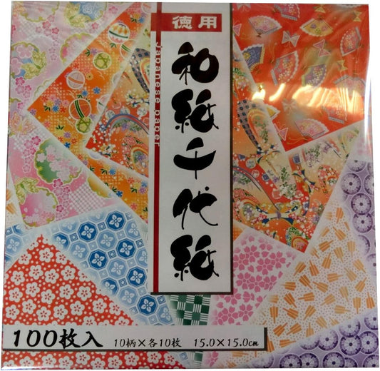 Toyo Washi Origami Paper - 100 Sheets, 6 x 6 Inches, Vividly Colored, Mulberry, Square