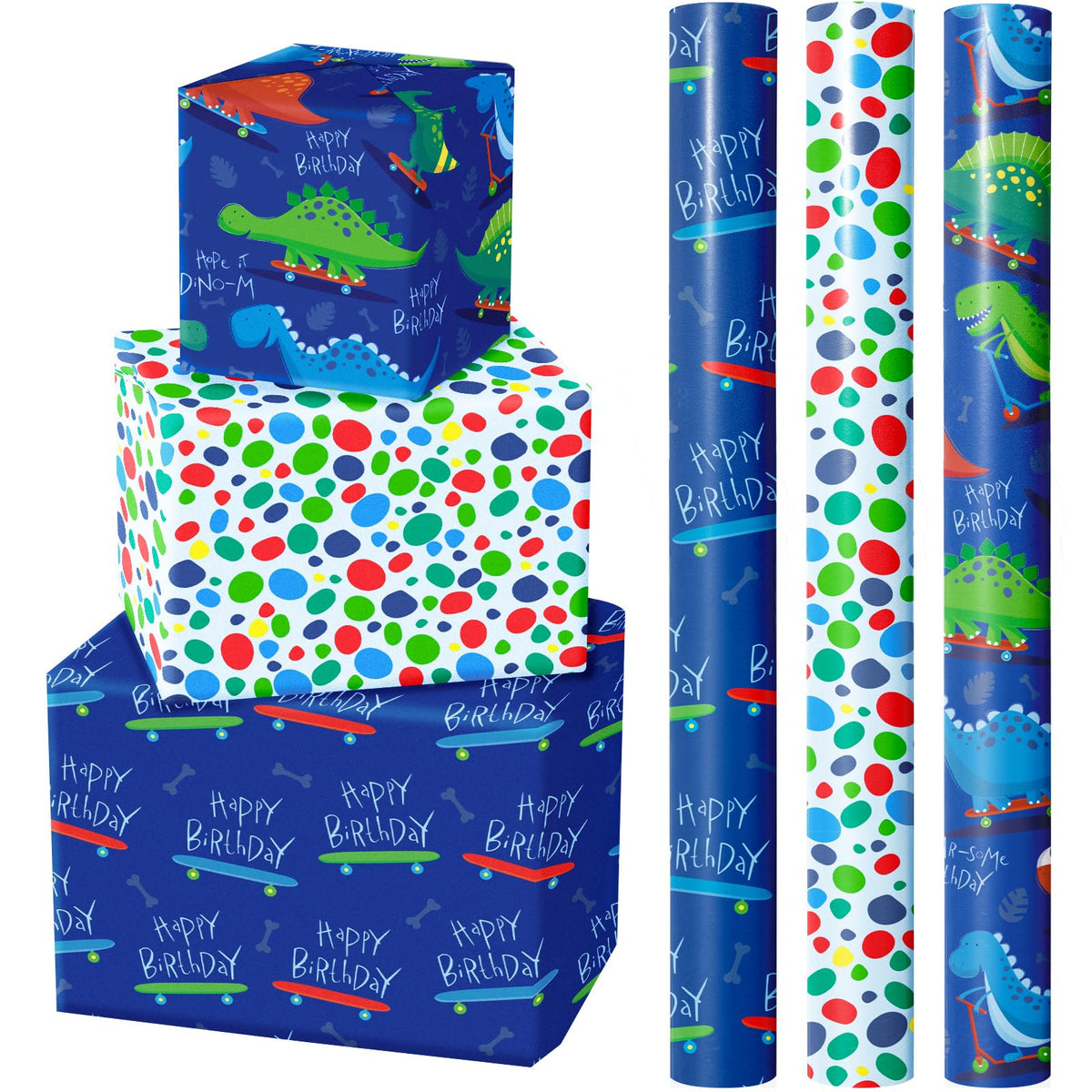 WRAPAHOLIC Gold Wrapping Paper Roll - Mini Roll - 3 Rolls - 17 Inch X 120 Inch Per Roll - Gold Foil Birthday Wrapping Paper for Wedding, Christmas, Party, Baby Shower