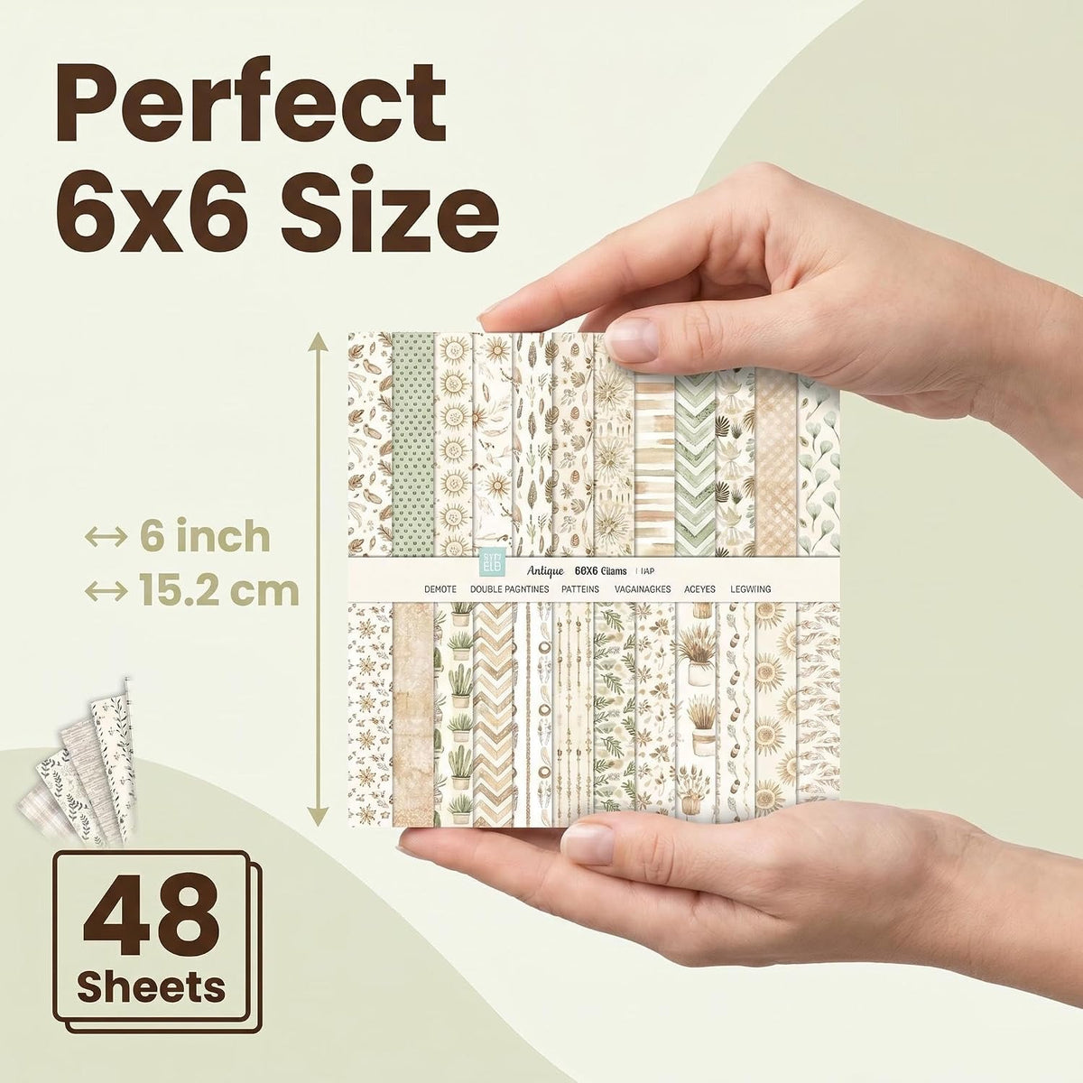 6x6in Scrapbook Paper, 48 Sheets Double-Sided Patterned, Vintage Cardstock