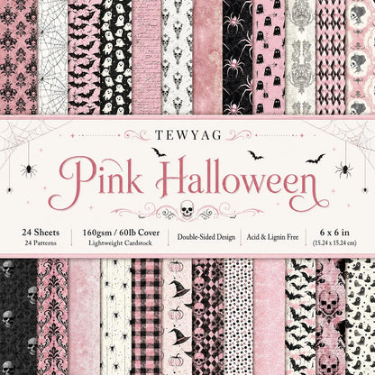 Floral Pink Scrapbook Paper Pad, 6x6 Aesthetic Craft Paper, 24 Sheets Double-Sided Decorative Patterned Decorative Junk Journal Supplies for Mixed Media, Card Making, Decoupage & DIY Art