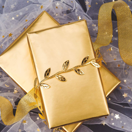 RUSPEPA Gold Gift Wrap - Christmas Wrapping Paper, Matte Metallic Foil Solid Color Gift Wrap Paper Roll Perfect for Birthday, Wedding, Anniversaries, Christmas, Baby Shower, Graduations Gifts - 17 Inches X 32.8 Feet
