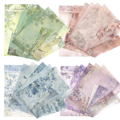 132 Sheets Textured Scrapbook Paper and Mesh Fabric Assorted Set, 6 Pack Mixed Special Paper for Scrapbooking Planner Bullet Junk Journal Supplies 5.5x4 Inch