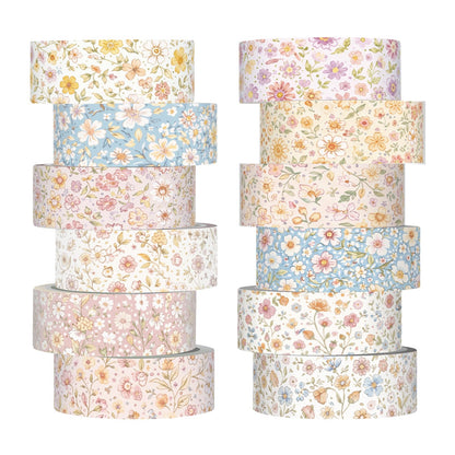 12 Rolls Floral Washi Tape Set,Earthy Tones,William Morris