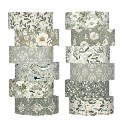 12 Rolls Floral Washi Tape Set,Earthy Tones,William Morris