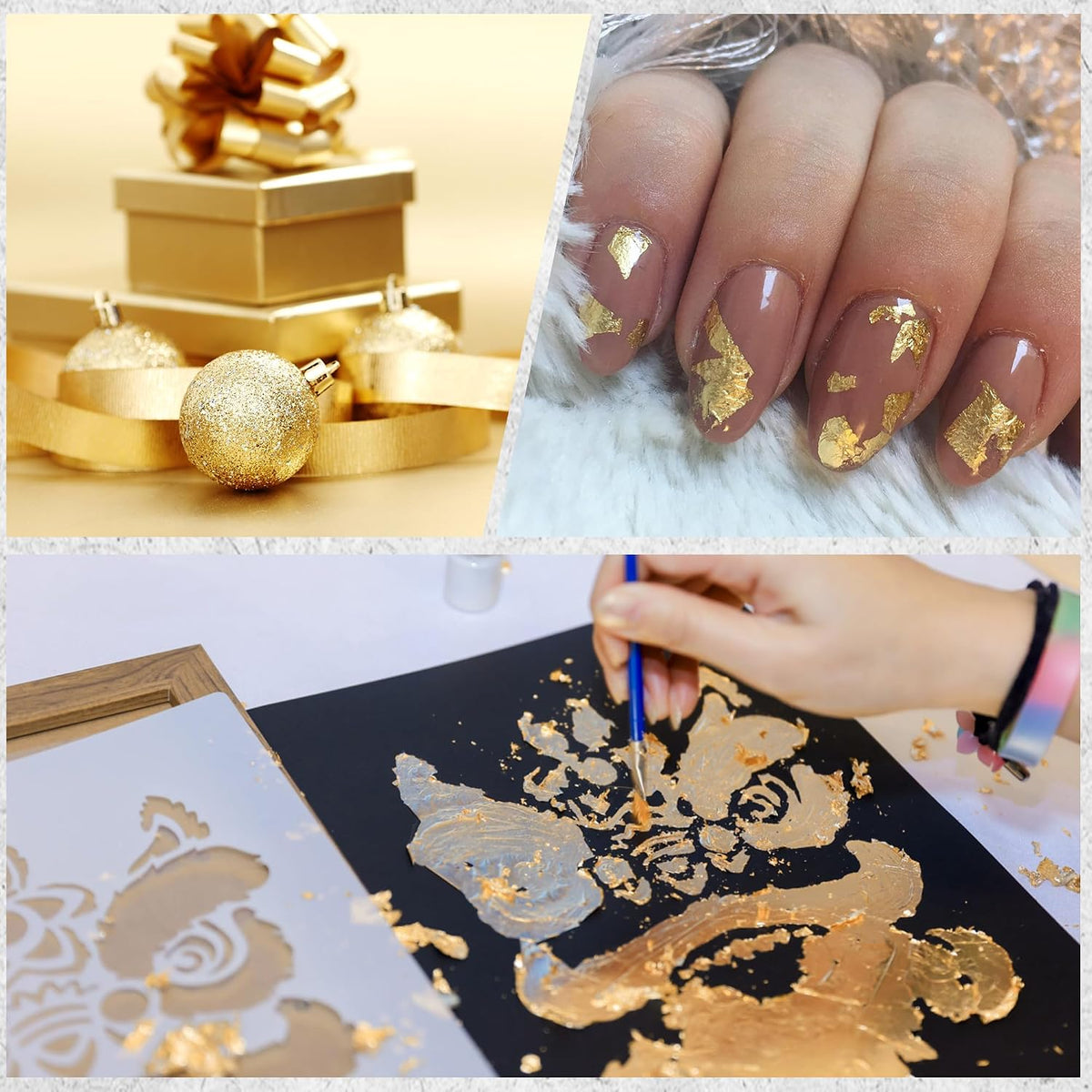 300Pcs Gold Leaf,5.1"x5.1" Gold Leaf Sheets for Art & Craft,Gold Foil Paper