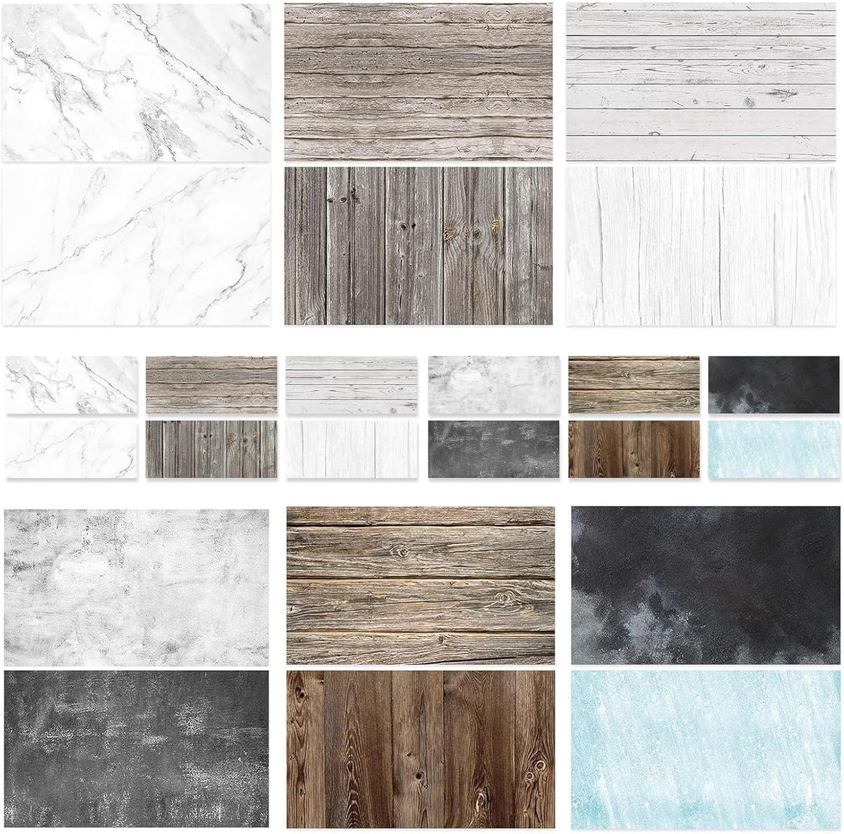 6PCS 12Patterns Photography Background Paper Wood Waterproof Food Photo Backdrop Double Sided 22X35 BEIYANG