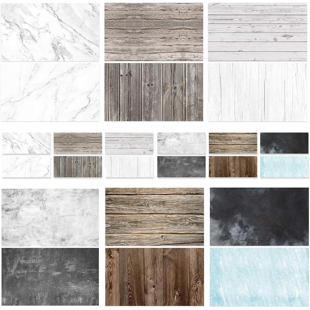 6PCS 12Patterns Photography Background Paper Wood Waterproof Food Photo Backdrop Double Sided 22X35 BEIYANG