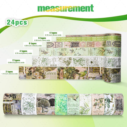 24 Rolls Washi Tape Set,Decorative Tape (Secret Garden Series)