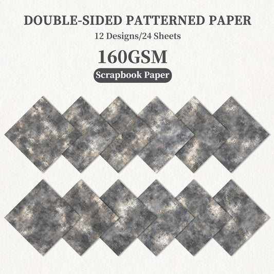 Vintage Scrapbook Paper 12x12 In Double-Sided Gray Decorative Craft Paper
