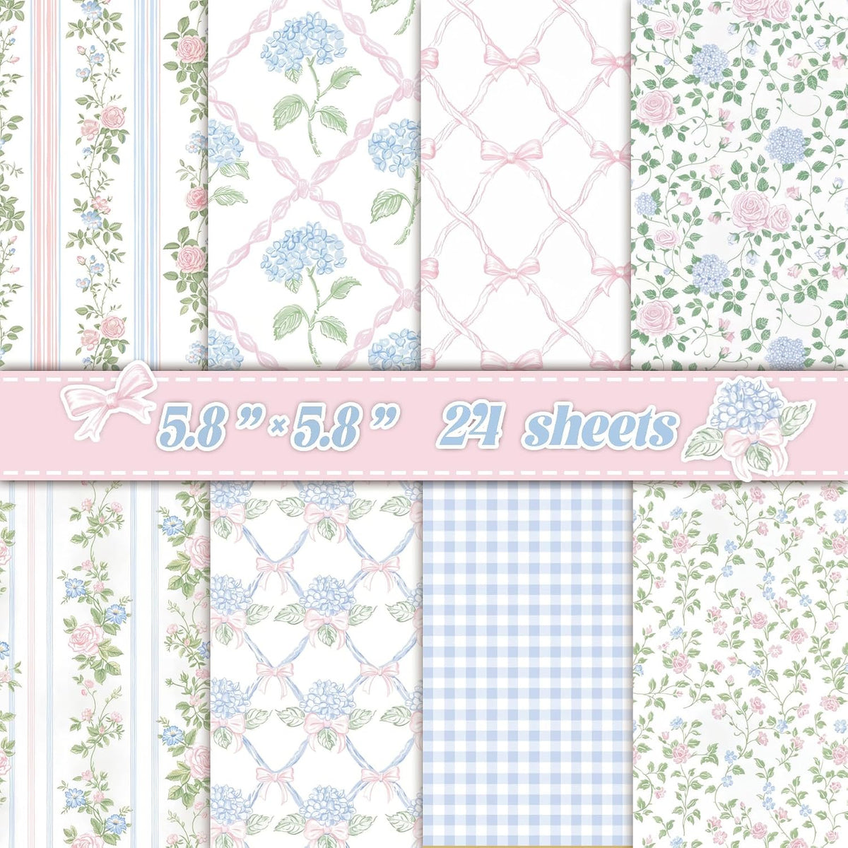 24 Sheets Scrapbook Paper - Soft Vintage Flora