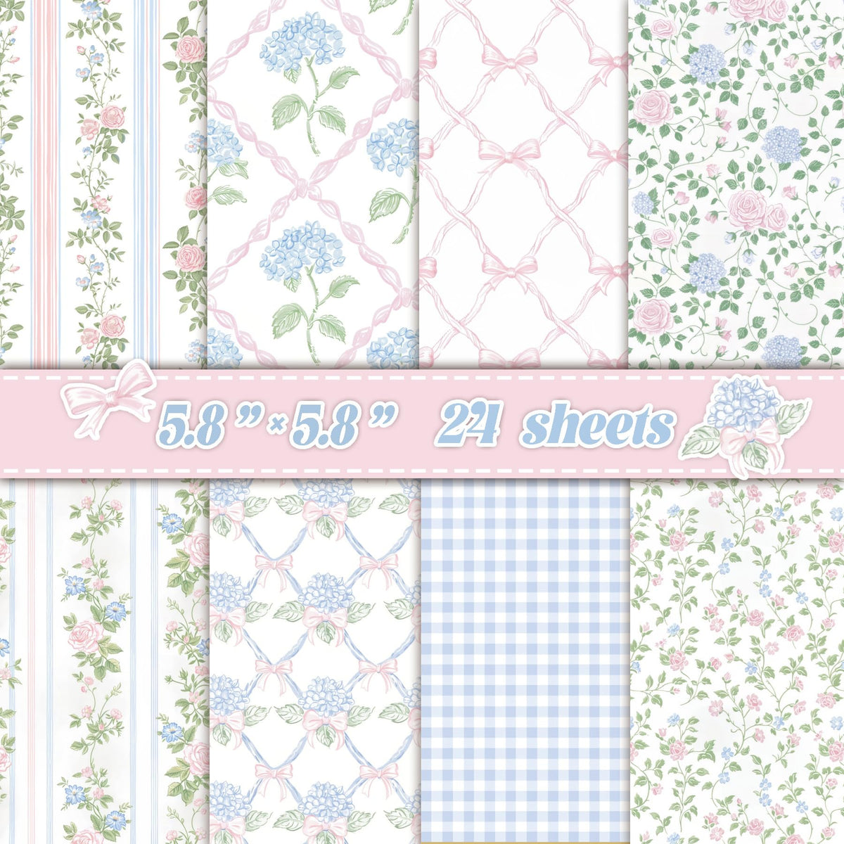 24 Sheets Scrapbook Paper - Soft Vintage Flora