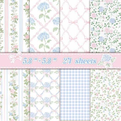 24 Sheets Scrapbook Paper - Soft Vintage Flora