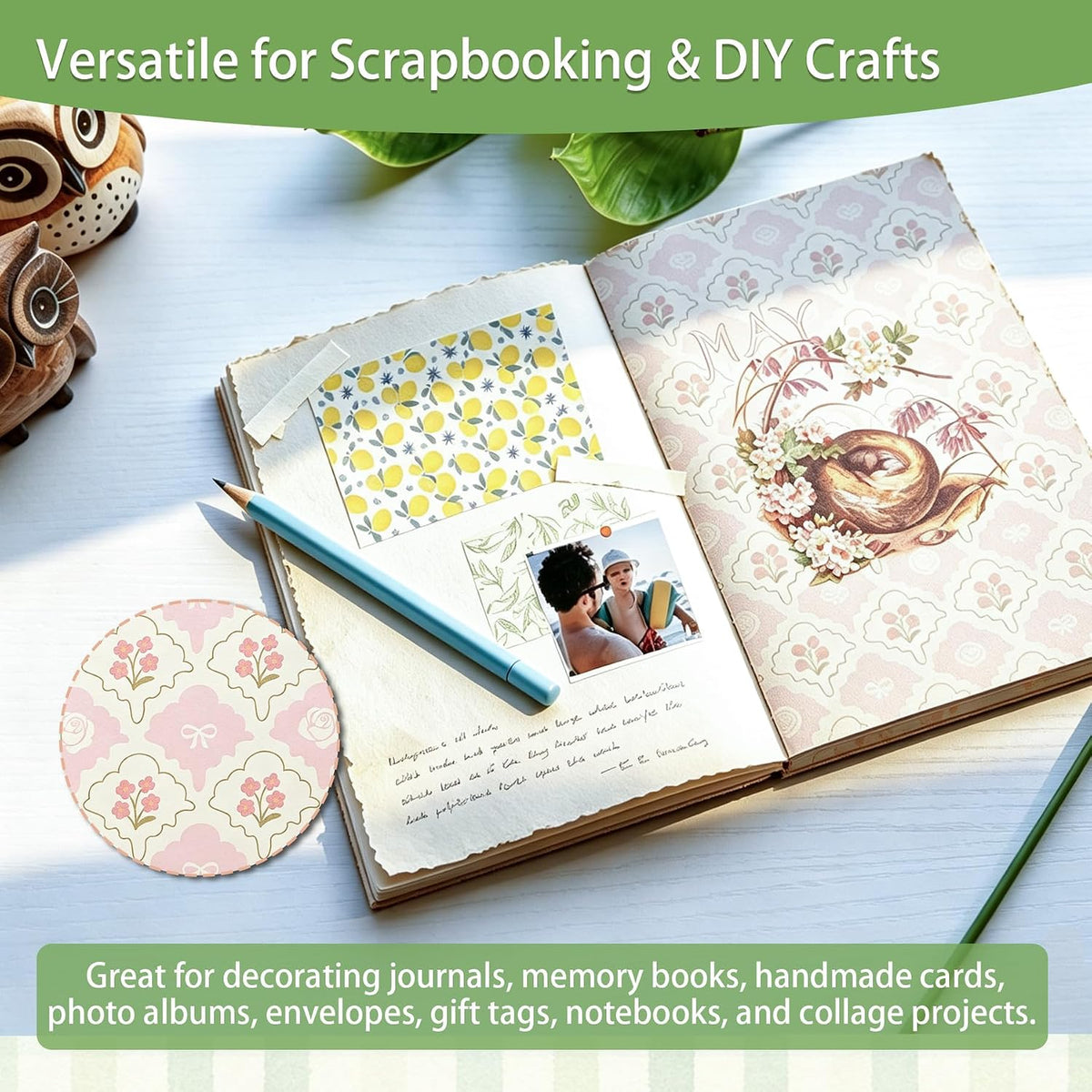 90 Sheets Scrapbook Paper, 30 Patterns, Double-Sided Decorative Paper
