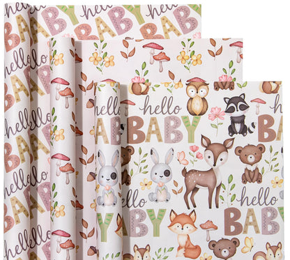 WRAPAHOLIC Gold Wrapping Paper Roll - Mini Roll - 3 Rolls - 17 Inch X 120 Inch Per Roll - Gold Foil Birthday Wrapping Paper for Wedding, Christmas, Party, Baby Shower