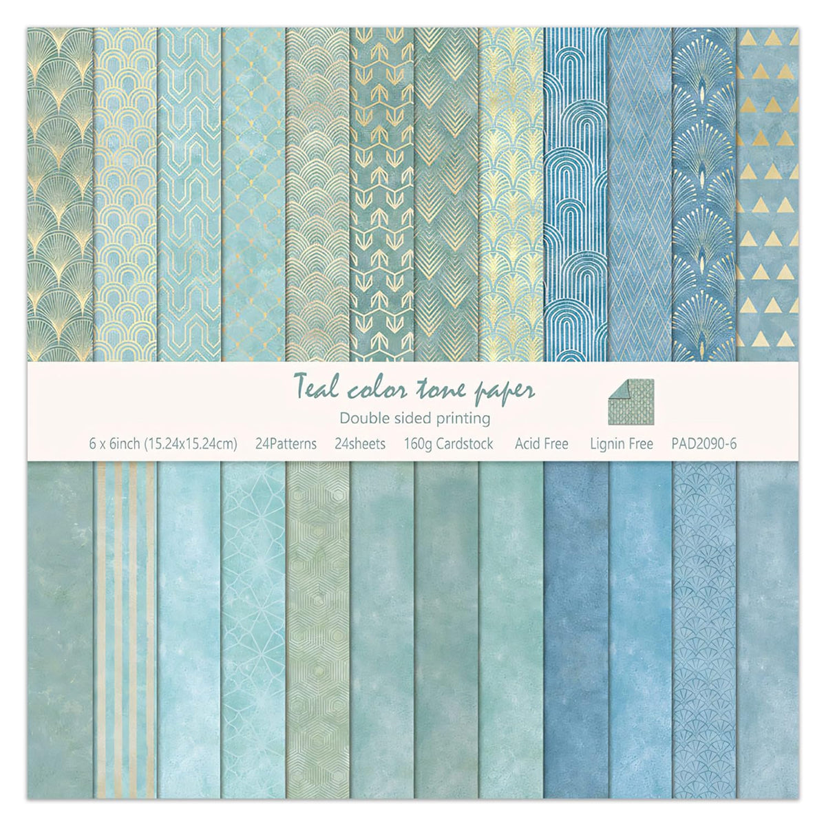 6 Inch Blue Floral Aesthetic Scrapbooking Paper Pad - 24 Sheets Double Sided Patterns for Background Photos Junk Journal Card Making Origami DIY Crafts Gifts Wrapping Material
