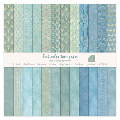 6 Inch Blue Floral Aesthetic Scrapbooking Paper Pad - 24 Sheets Double Sided Patterns for Background Photos Junk Journal Card Making Origami DIY Crafts Gifts Wrapping Material
