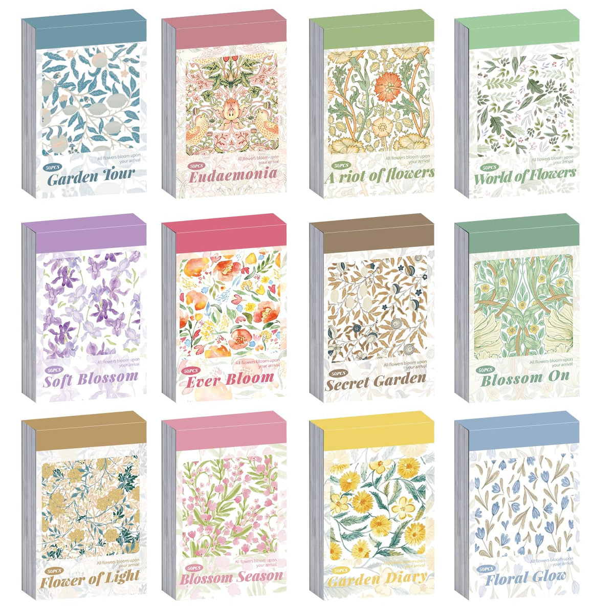 12 Sets 600 Sheets Washi Stickers for Journaling, Daily Quote Flower Nature Travel Stickers Vintage Aesthetic Scrapbook Sticker Set for Bullet Journal Art Diary Card Craft Gifts Planner Notebook