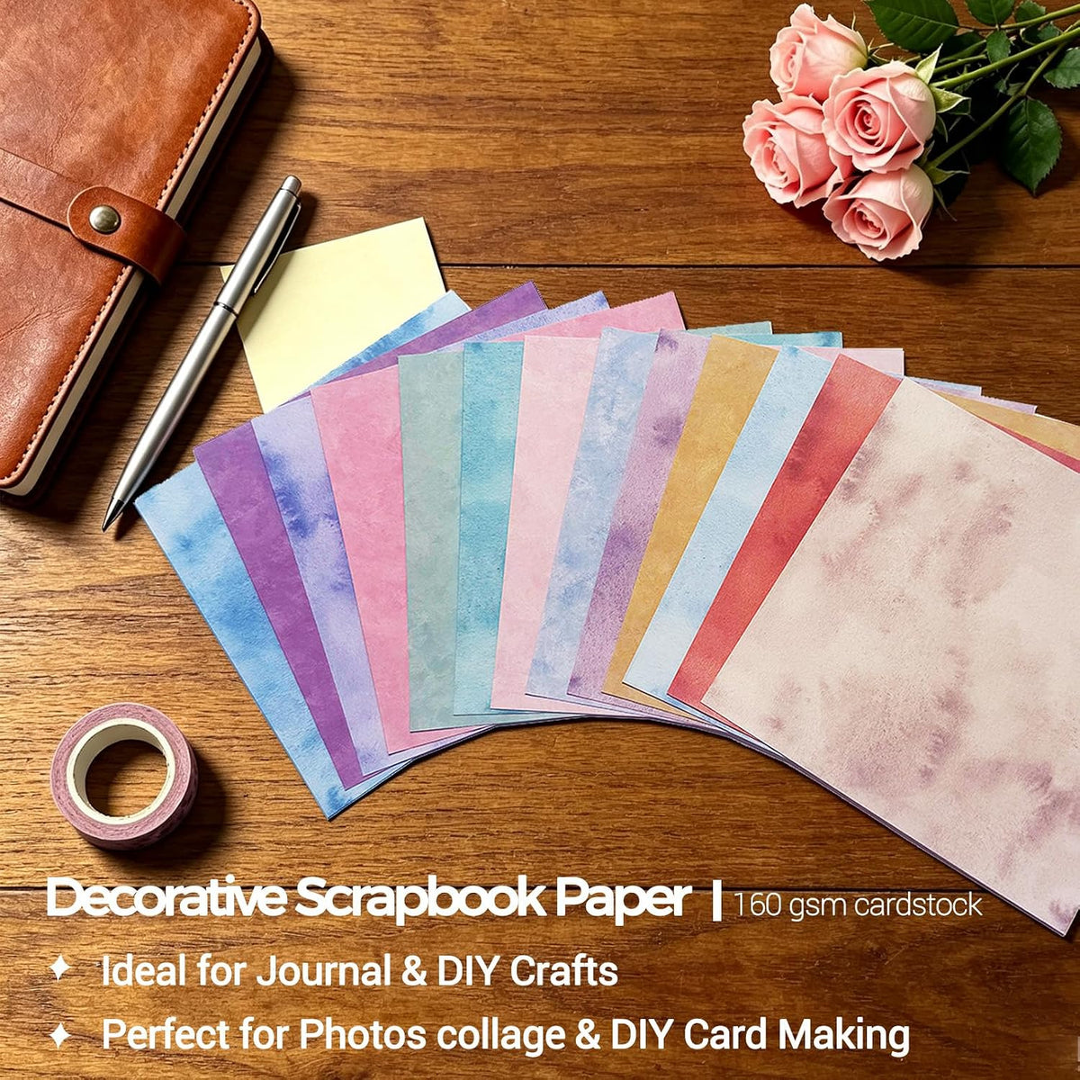 6"x6" Pastel Scrapbook Paper Pad- 24 Sheet 160GSM Single-Sided Paper