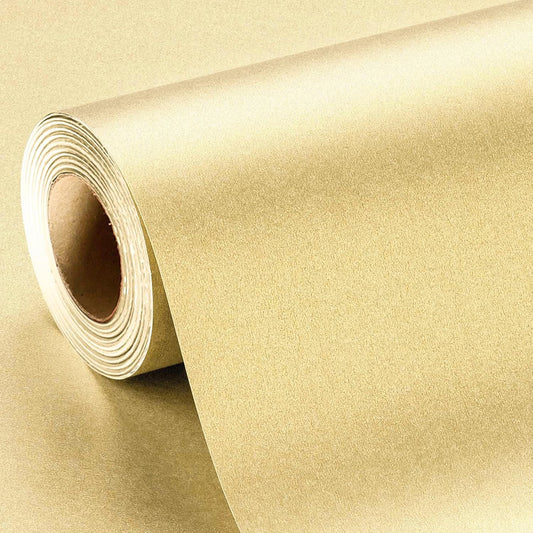 MAYPLUSS Gold Wrapping Paper Roll, Thick Gift Wrap Paper Featuring Solid Color Pearly-Lustre for Wedding, Birthday, Anniversary, Baby Shower, Graduation, Mothers Day, Christmas 17 Inch x 16.4 Feet