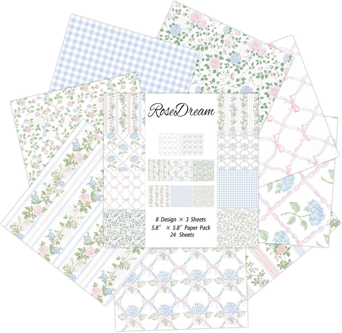 24 Sheets Scrapbook Paper - Soft Vintage Flora