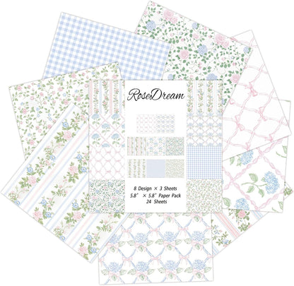 24 Sheets Scrapbook Paper - Soft Vintage Flora