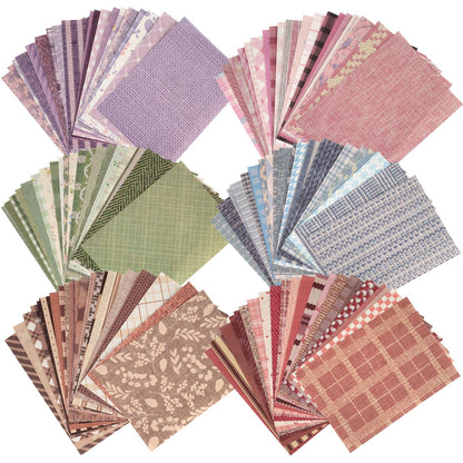 132 Sheets Textured Scrapbook Paper and Mesh Fabric Assorted Set, 6 Pack Mixed Special Paper for Scrapbooking Planner Bullet Junk Journal Supplies 5.5x4 Inch