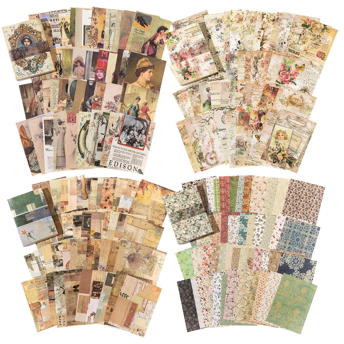 132 Sheets Textured Scrapbook Paper and Mesh Fabric Assorted Set, 6 Pack Mixed Special Paper for Scrapbooking Planner Bullet Junk Journal Supplies 5.5x4 Inch