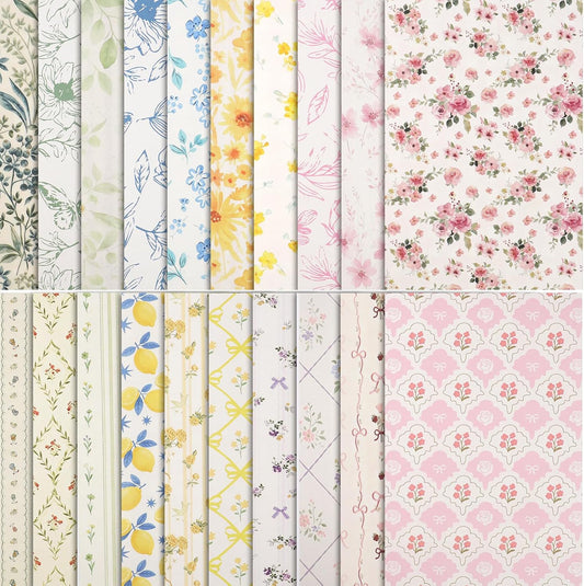 Scrapbook Paper, 60 Sheets, Double-Sided Floral, 5.5 x 8.3 in